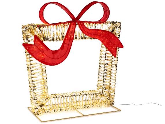 Pacchetto regalo con anima in metallo con fiocco e luci LED