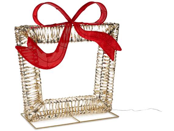 Pacchetto regalo con anima in metallo con fiocco e luci LED