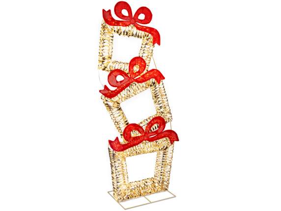 Torre di pacchi regalo con anima in metallo con luci LED