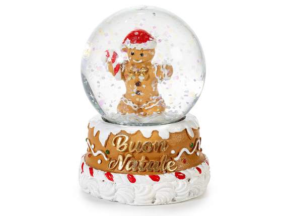 Palla a neve decorazioni natalizie biscottino e base resina