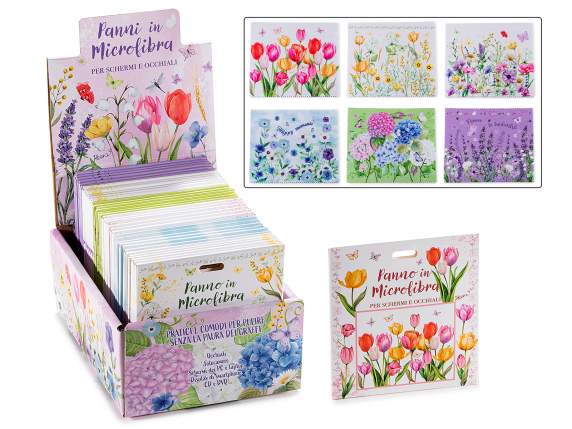 Panno microfibra pulisci schermo - occhiali con stampa fiori