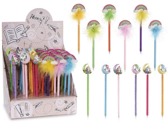 Penna a sfera con personaggio unicorno e arcobaleno
