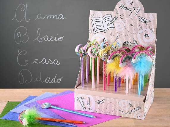Penna a sfera con personaggio unicorno e arcobaleno
