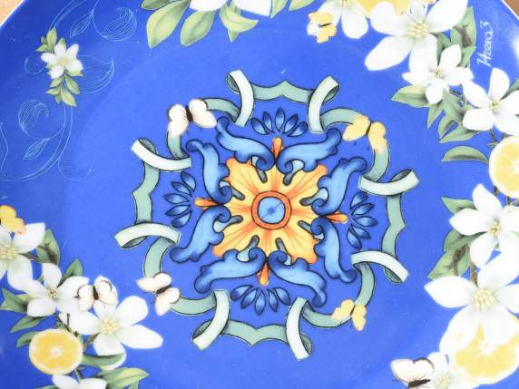 Piatto in porcellana decorata Agrumi del Mediterraneo