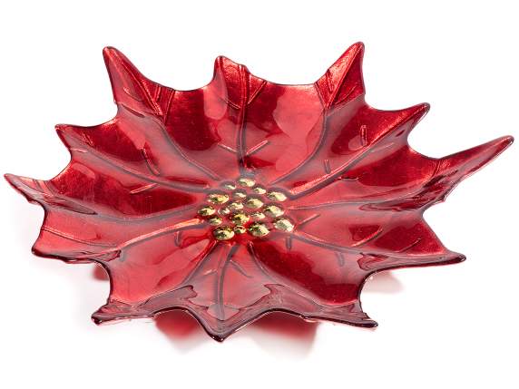 Piatto a Stella di Natale rossa in vetro alimentare