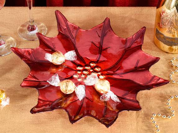 Piatto a Stella di Natale rossa in vetro alimentare
