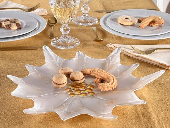 Piatto alimentare in vetro bianco perlato stella di Natale