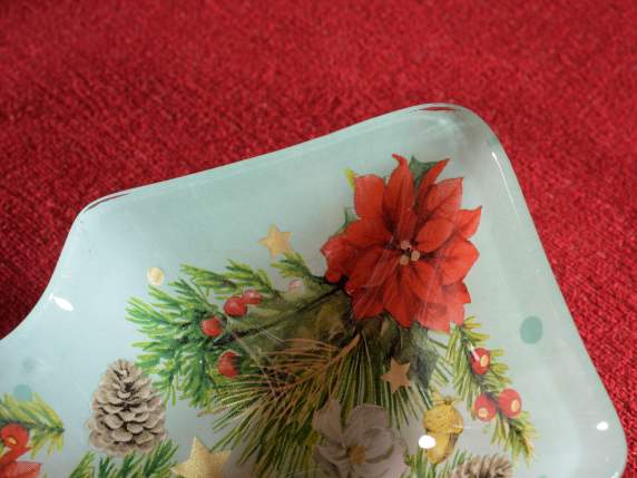 Piattino in vetro ad Albero con decori natalizi