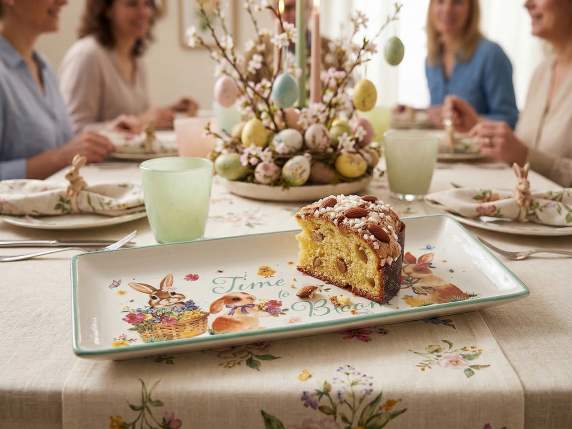 Piatto rettangolare alimentare ceramica decori coniglietti