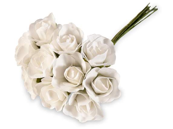 Rosellina artificiale bianca in carta con gambo modellabile