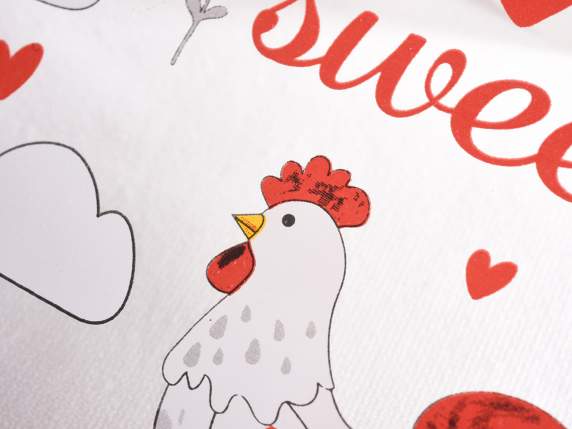Set 2 tortiere alimentari in vetro decorazione gallinella