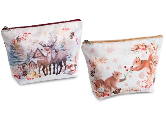 Pochette in morbida stoffa con chiusura a zip