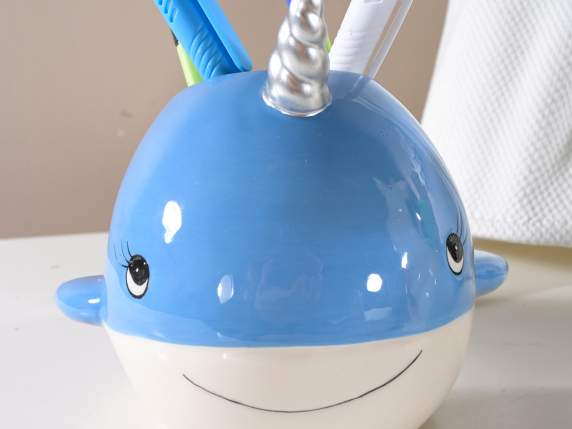 Portapenne in ceramica colorata ad animaletto