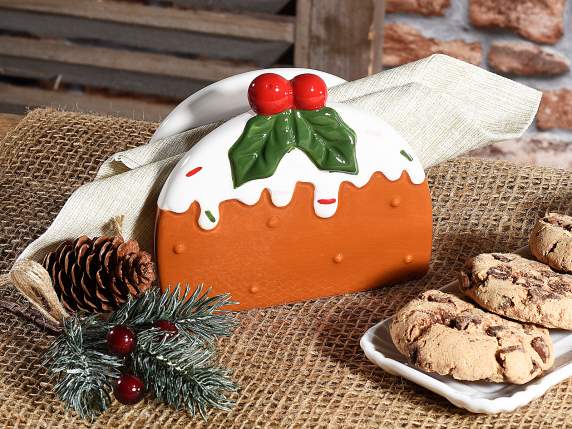 Portatovaglioli in ceramica pan zenzero con agrifoglio