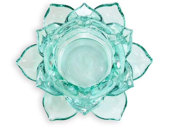 Portacandela tealight in vetro colorato a forma di ninfea