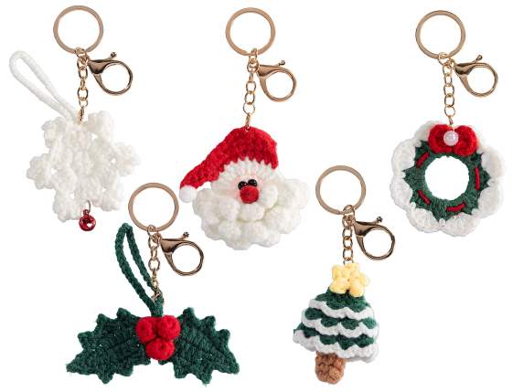 Portachiavi Natale in maglia fatto a mano con espo