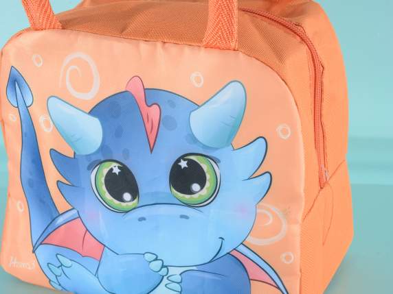 Borsa termica-lunch bag c-manici e zip stampa KidsAnimal