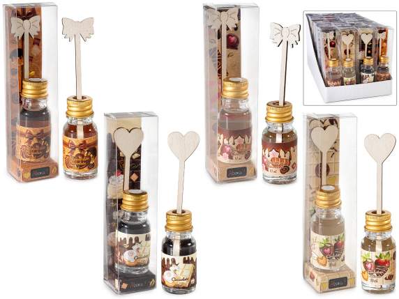 Mini profumatore ambiente 10ml cioccolato con stick in legno