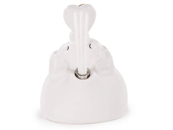 Coppia elefanti porcellana con cuore oro stick per profumare