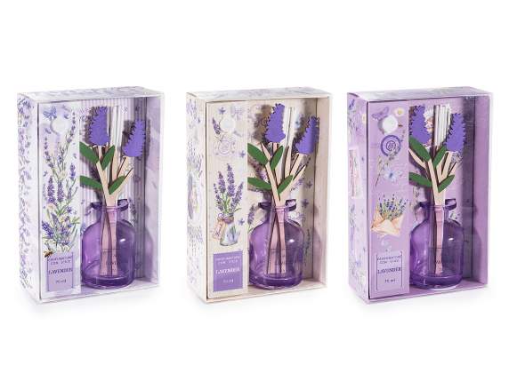 Profumatore per ambienti 70 ml con stick a fiore di lavanda