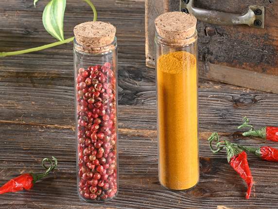 Provetta in vetro alimentare 65 ml con tappo in sughero