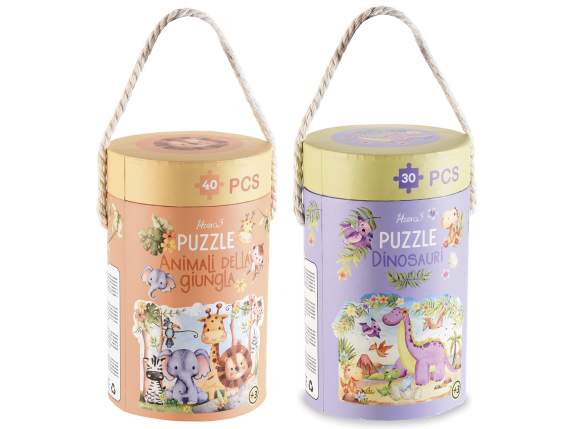 Puzzle 30-40 tessere in cartoncino in scatola cilindrica