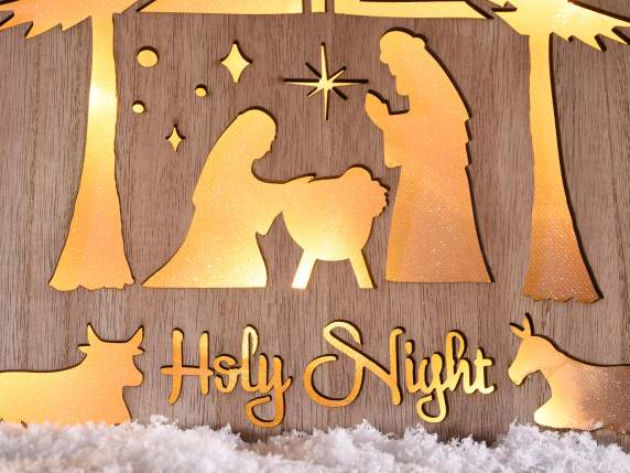 Quadretto in legno Presepe Nativity c-luce LED