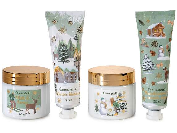 Confezione regalo natalizia con crema mani 30ml e piedi 60ml