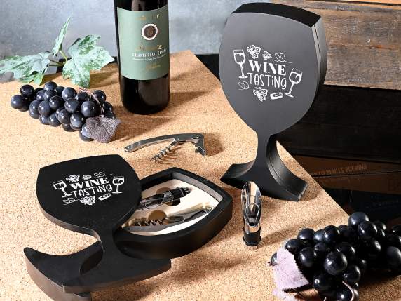 Scatola regalo a calice con 2 accessori per il vino