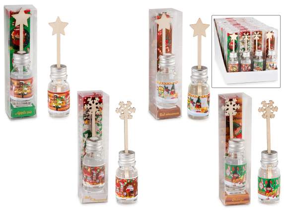 Mini profumatore ambiente 10 ml con stick legno natalizio
