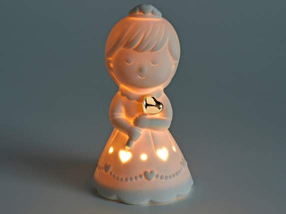 Principessa con cuore dorato in porcellana e luci LED