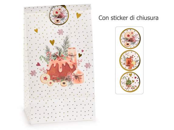 Sacchetto in carta Delizie Natalizie c-sticker di chiusura