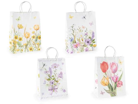 Sacchetto - busta in carta grande con decori floreali