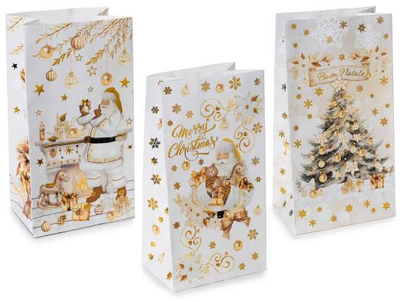 Sacchetto natalizio in carta con molletta, tag e sticker