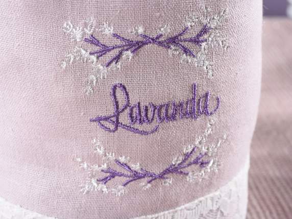 Fermaporta a sacco in stoffa imbottita con ricami Lavanda