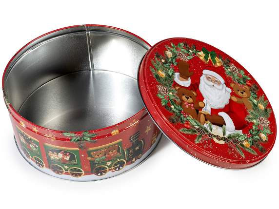 Set 3 scatole natalizie tonde in metallo alimentare
