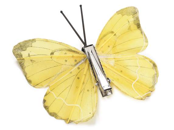 Scatola 6 farfalle dipinte a mano assortite c-clip metallo