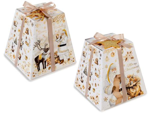 Scatola cartone per pandoro - panettone con decoro feltro