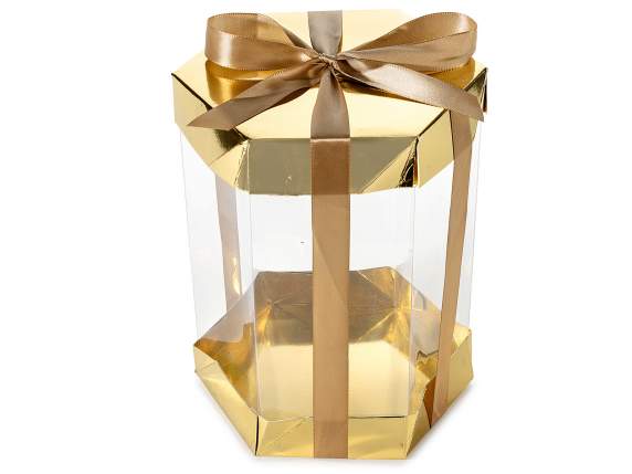 Scatola pvc con coperchio e base in carta con fiocco