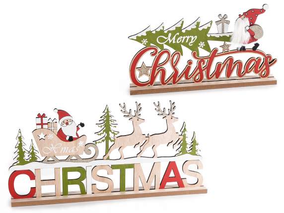 Scritta Merry Christmas in legno c-glitter da appoggiare