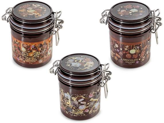 Scrub corpo 270g in vasetto ermetico con stampa cioccolato