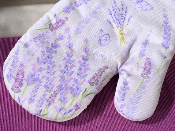 Set guanto e presina cucina con stampa lavanda