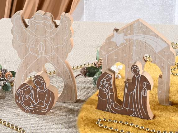 Set Presepe componibile in legno da appoggiare