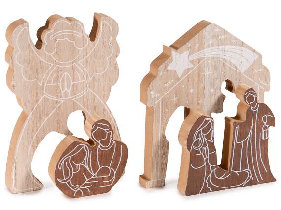 Set Presepe componibile in legno da appoggiare