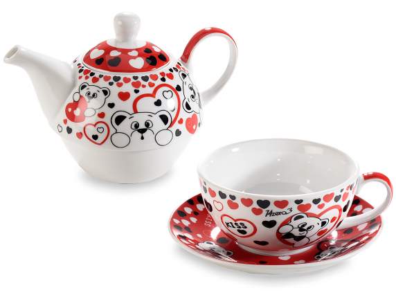 Set tazza,teiera,piattino porcellana Orsetto c-scat. regalo