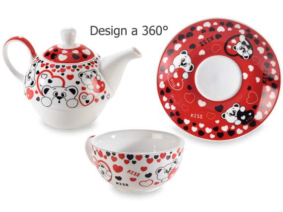 Set tazza,teiera,piattino porcellana Orsetto c-scat. regalo