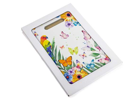 Sottopentola in ceramica base sughero con decori floreali