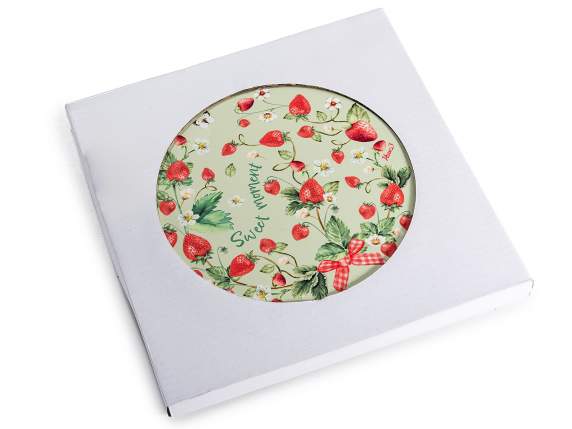 Sottopentola ceramica con stampa, rilievo e base in sughero
