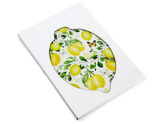 Sottopentola a limone in ceramica decorata con base sughero