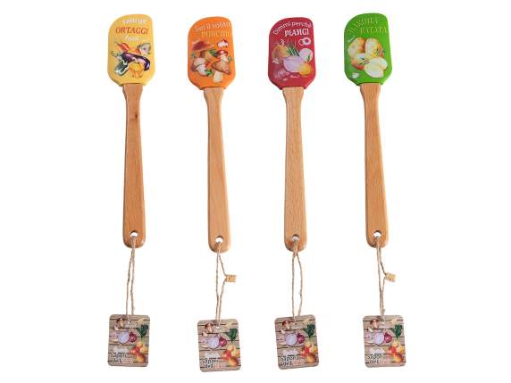 Spatola per dolci in silicone e legno frutti dellorto